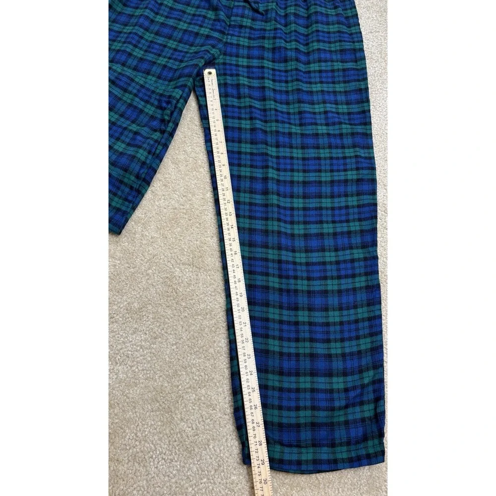 St. John's Bay Men's Flannel Pajama Set Green /Blue Plaid XL